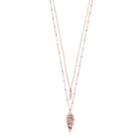 Lc Lauren Conrad Double Strand Simulated Crystal Leaf Pendant Necklace, Women's, Pink
