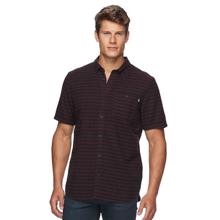 Men's Vans Line-it-up Button-down Shirt, Size: Medium, Dark Red