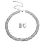 Crystal Allure Collar Necklace And Stud Clip-on Earring Set, Women's, Size: 19, White