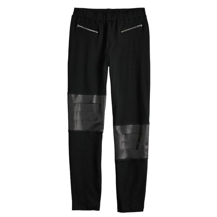 Disney's D-signed Descendants 2 Girls 7-16 Moto Leggings, Size: Small, Black