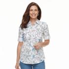Women's Croft & Barrow&reg; Roll-tab Woven Shirt, Size: Xl, Med Blue