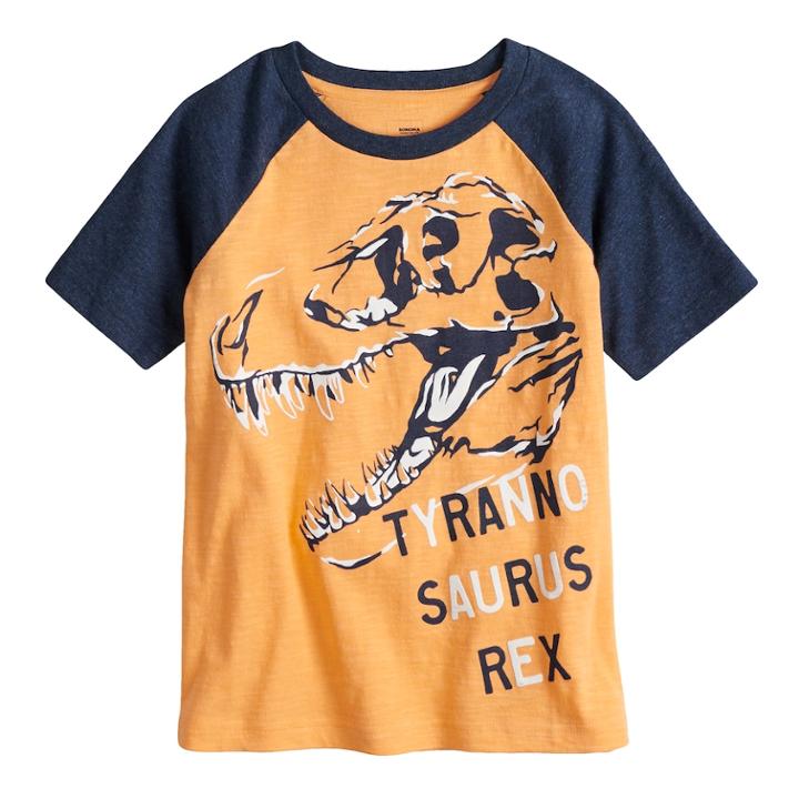Boys 4-7x Sonoma Goods For Life&trade; Tyrannosaurus Rex Raglan Graphic Tee, Size: 7, Lt Orange