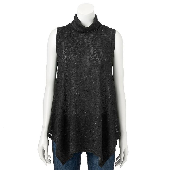 Women's Apt. 9&reg; Metallic Turtleneck Tunic, Size: Xxl, Black