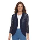 Petite Napa Valley Open-stitch Crochet Cardigan, Women's, Size: S Petite, Blue (navy)