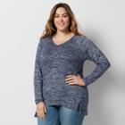 Plus Size Sonoma Goods For Life&trade; Marled V-neck Tee, Women's, Size: 3xl, Dark Blue