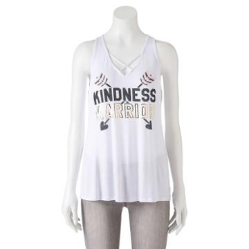 Juniors' Pop Up X Kind Campaign Kindness Warrior Graphic Tank, Girl's, Size: Large, White