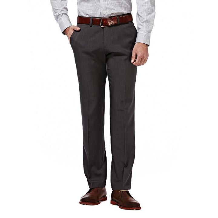Men's Haggar&reg; Slim-fit Performance Microfiber Flat-front Slacks, Size: 33x32, Med Grey