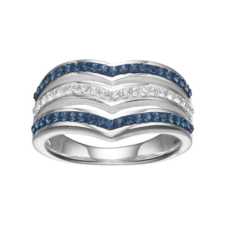 Silver Luxuries Crystal Chevron Multi Row Ring, Women's, Size: 6, Grey