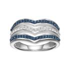Silver Luxuries Crystal Chevron Multi Row Ring, Women's, Size: 6, Grey