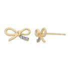 Junior Jewels Cubic Zirconia 14k Gold Textured Bow Stud Earrings - Kids, Girl's, Blue