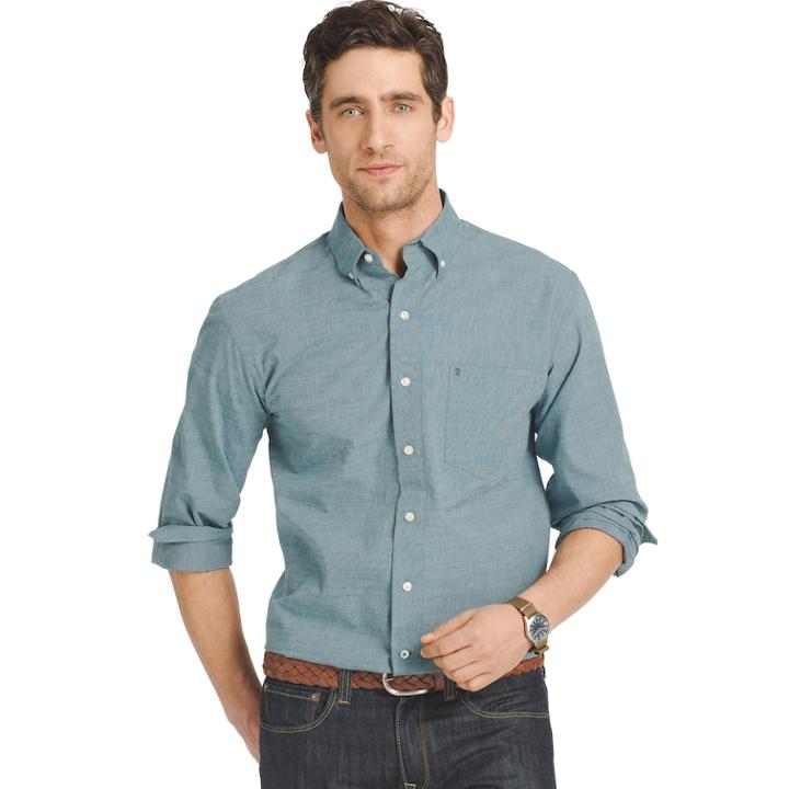 Big & Tall Men's Izod Signature Slim-fit Poplin Button-down Shirt, Size: 3xl Tall, Dark Blue