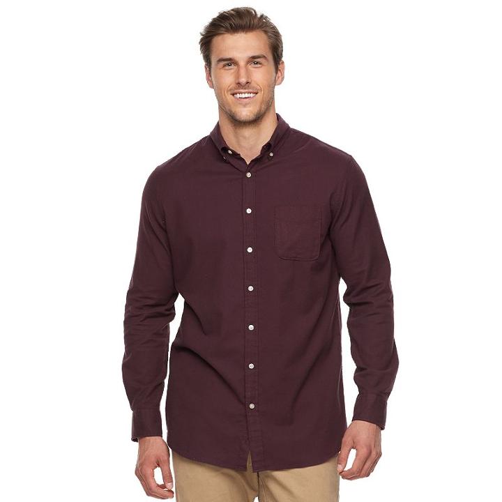 Big & Tall Sonoma Goods For Life&trade; Flexwear Slim-fit Oxford Stretch Button-down Shirt, Men's, Size: Xxl Tall, Brown
