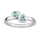 Stacks And Stones Sterling Silver Aquamarine Heart Stack Ring, Women's, Size: 7, Blue