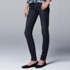 Women's Simply Vera Vera Wang Slimming Skinny Jeans, Size: 14 Long, Dark Blue