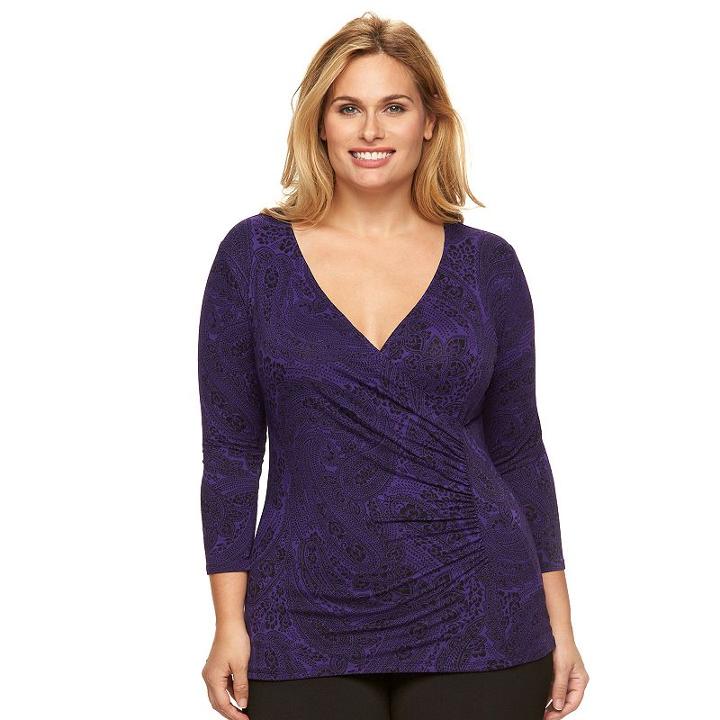 Plus Size Dana Buchman Faux-wrap Top, Women's, Size: 3xl, Purple