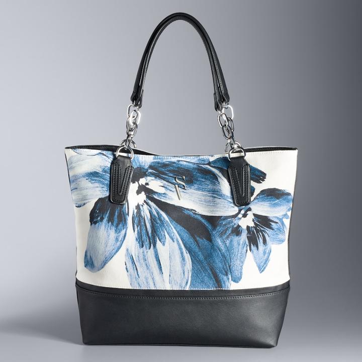 Simply Vera Vera Wang Catherine Floral Tote, Women's, White