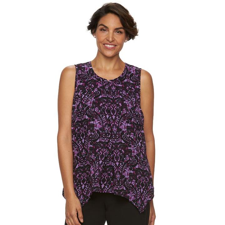 Women's Dana Buchman Pleated Overlay Sleeveless Top, Size: Large, Purple Oth