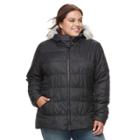 Plus Size Spark Lake Sparks Lake Thermal Coil Hooded Faux-fur Trim Jacket, Women's, Size: 2xl, Grey (charcoal)