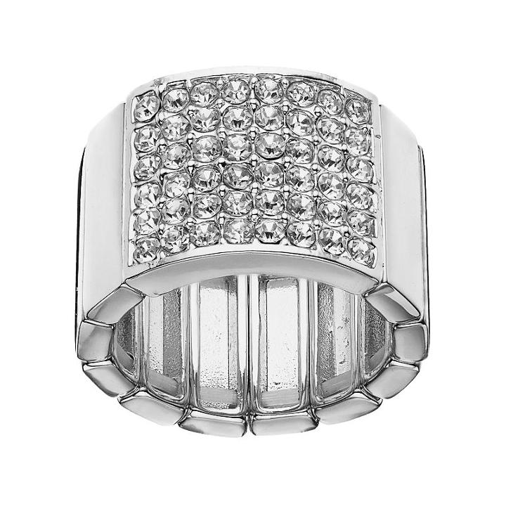 Jennifer Lopez Pave Square Stretch Ring, Women's, Size: 7, Silver