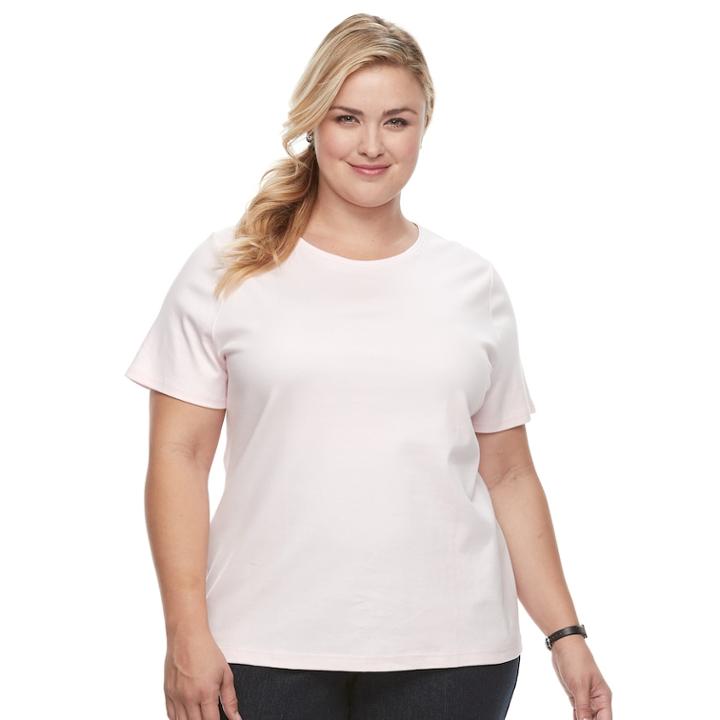 Plus Size Croft & Barrow&reg; Essential Crewneck Tee, Women's, Size: 4xl, Brt Pink