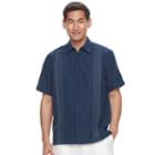 Big & Tall Havanera Texture-striped Embroidered Button-down Shirt, Men's, Size: Xxl Tall, Dark Blue