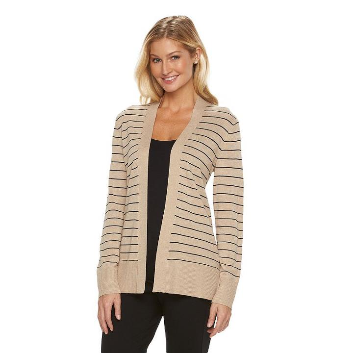 Women's Croft & Barrow&reg; Essential Open Front Cardigan, Size: Medium, Med Beige