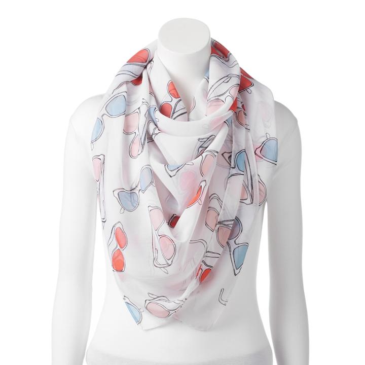Lc Lauren Conrad Sunglasses Square Scarf, Women's, White Multi