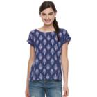 Juniors' Pink Republic Print High-low Top, Teens, Size: Xl, Blue (navy)