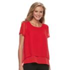 Women's Dana Buchman Double-layer Tee, Size: Medium, Med Red