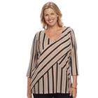 Plus Size Dana Buchman Striped Ribbed Top, Women's, Size: 3xl, Dark Beige