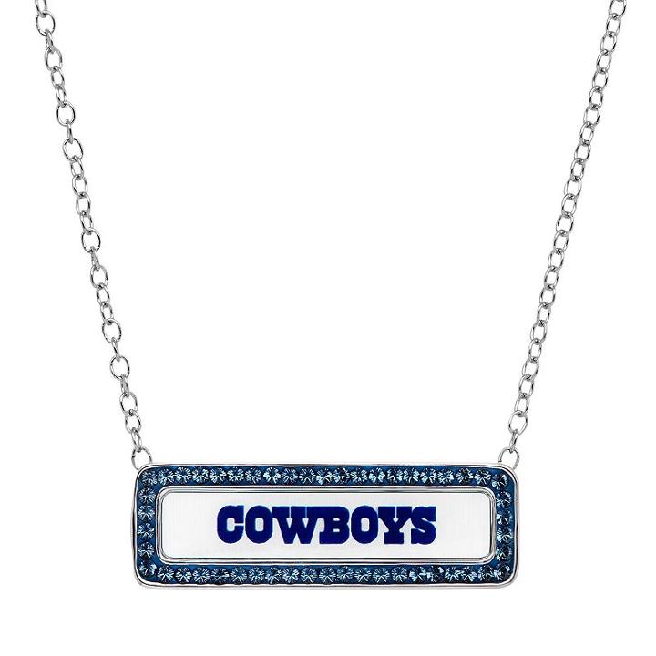 Dallas Cowboys Bar Link Necklace - Made With Swarovski Crystals, Women's, Size: 18, Blue