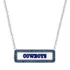 Dallas Cowboys Bar Link Necklace - Made With Swarovski Crystals, Women's, Size: 18, Blue