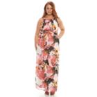 Plus Size Chaya Floral Chiffon Maxi Dress, Women's, Size: 14 W, Ovrfl Oth