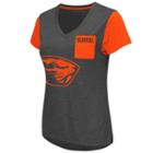 Women's Campus Heritage Oregon State Beavers Pocket V-neck Tee, Size: Medium, Grey (charcoal)