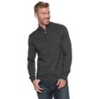 Men's Van Heusen Classic-fit Heather Quarter-zip Pullover, Size: Medium, Grey (charcoal)