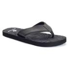Men's Vintage Stone Hibiscus Flip-flops, Size: Large, Black
