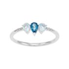 Lc Lauren Conrad 10k White Gold Blue Topaz & Diamond Accent 3-stone Teardrop Ring, Women's, Size: 9