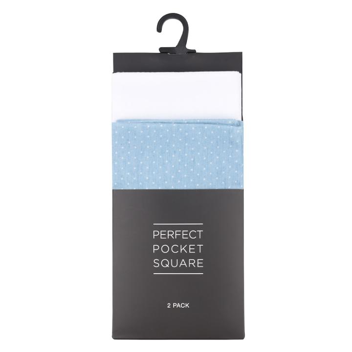 Men's 2-pack Pocket Squares, Light Blue
