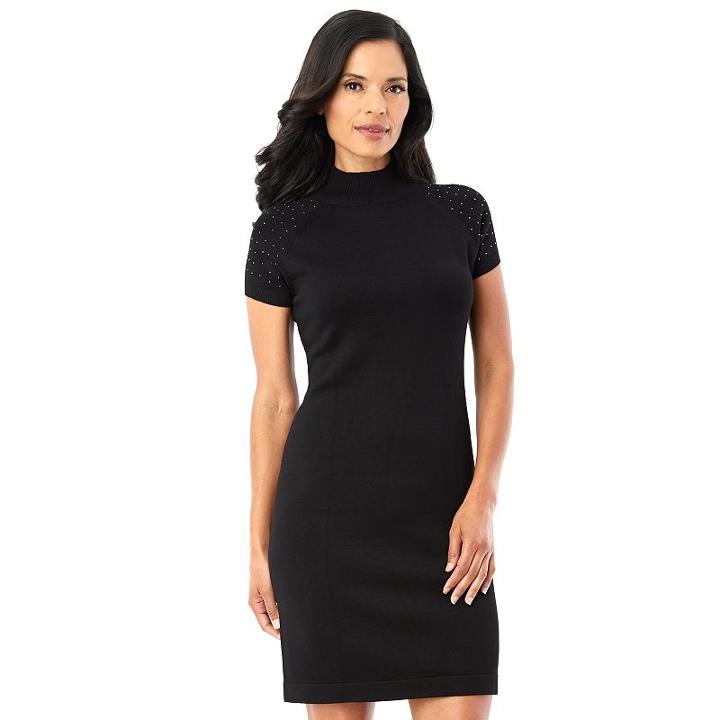 Women's Ab Studio Mockneck Sweaterdress, Size: Xlrg Av/rg, Black