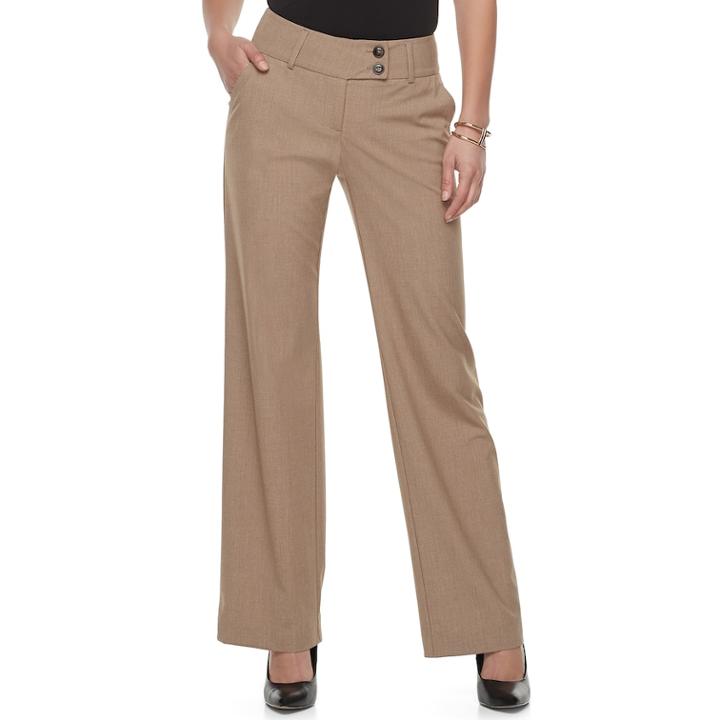 Women's Apt. 9&reg; Curvy Dress Pants, Size: 2, Beig/green (beig/khaki)