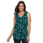Women's Croft & Barrow&reg; Print Pintuck Tank, Size: Xl, Med Blue