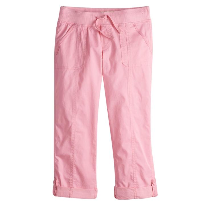 Girls 7-16 & Plus Size So&reg; Utility Rolled Cuff Capri Pants, Size: 20 1/2, Light Pink