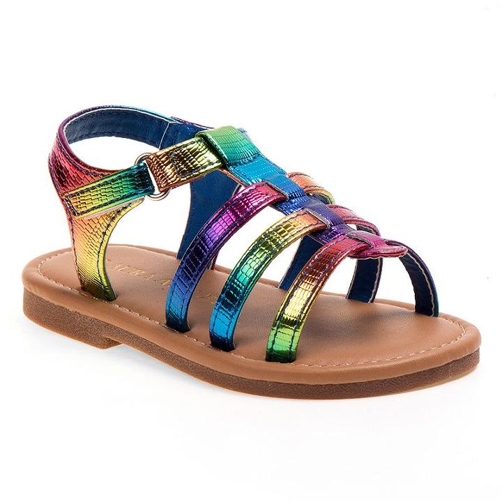 Laura Ashley Toddler Girls' Metallic Sandals, Girl's, Size: 6 T, Multicolor