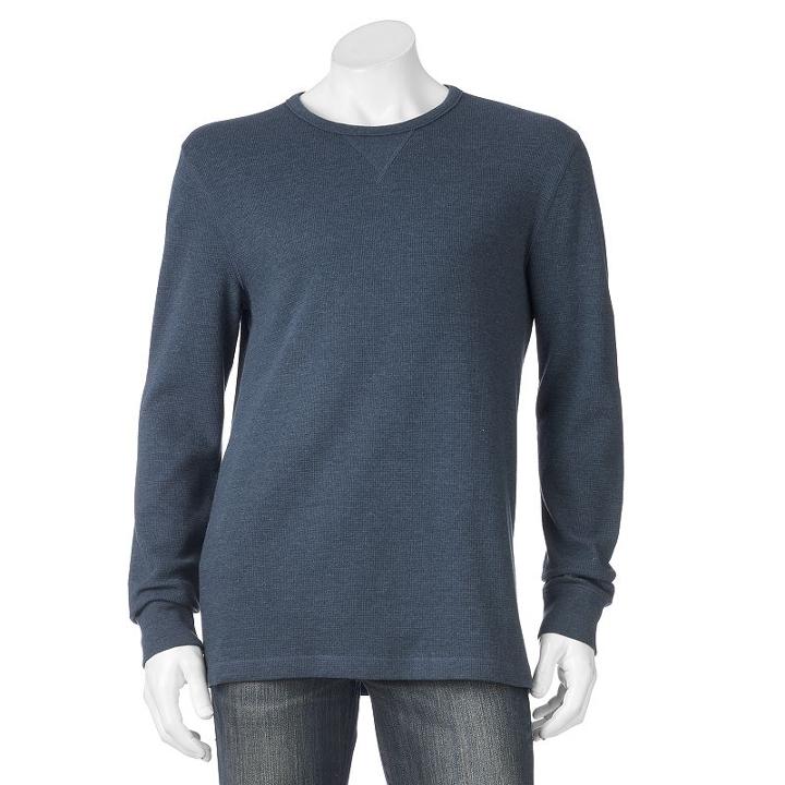 Men's Sonoma Goods For Life&trade; Heathered Thermal Tee, Size: Medium, Dark Blue