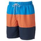 Men's Croft & Barrow&reg; Colorblock Microfiber Swim Trunks, Size: Xxl, Blue Other