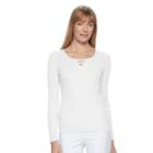 Women's Croft & Barrow&reg; Ribbed Crisscross Sweater, Size: Medium, Natural