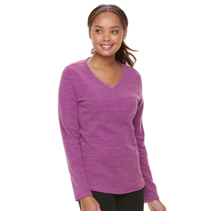 Petite Tek Gear&reg; Microfleece V-neck Tee, Women's, Size: Xl Petite, Med Purple