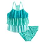 Girls 4-16 & Plus Size So&reg; Crochet Tiered Tankini Top & Bottoms Swimsuit Set, Size: 12, Lt Green