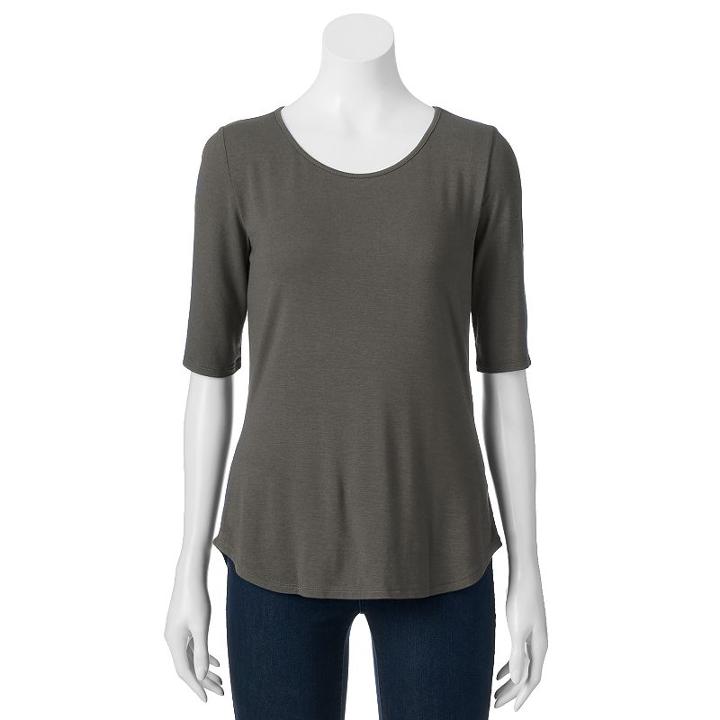 Women's Apt. 9&reg; Essential Striped Boatneck Tee, Size: Small, Grey