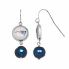 New England Patriots Dyed Freshwater Cultured Pearl Stainless Steel Team Logo Drop Earrings, Women's, Blue